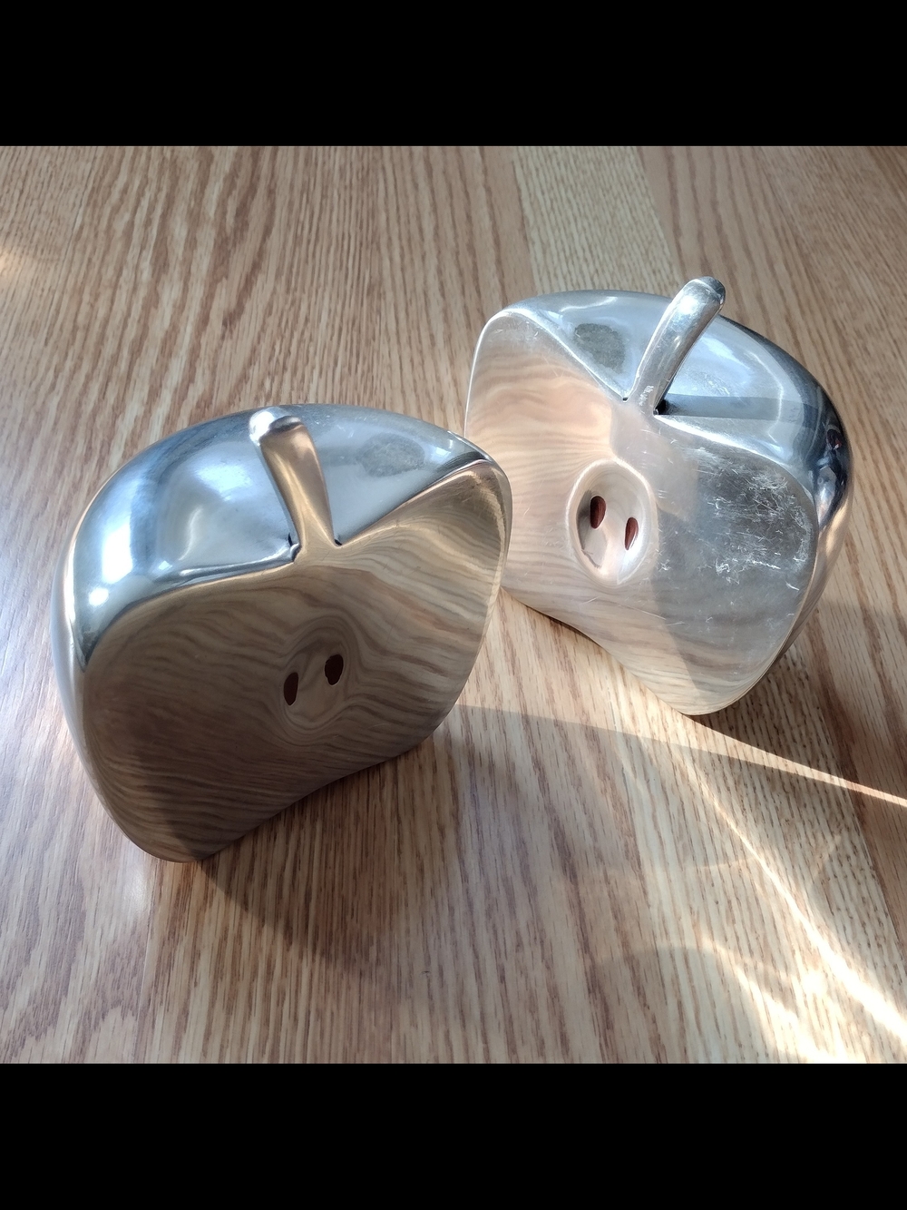 Metallic Apple Bookends  2 Pcs - Silver Home Accents